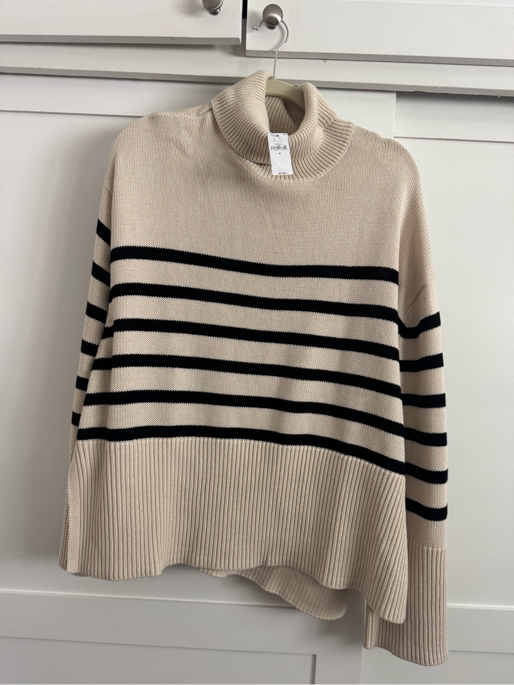 GAP Women’s Cream Turtleneck Stripe Sweater